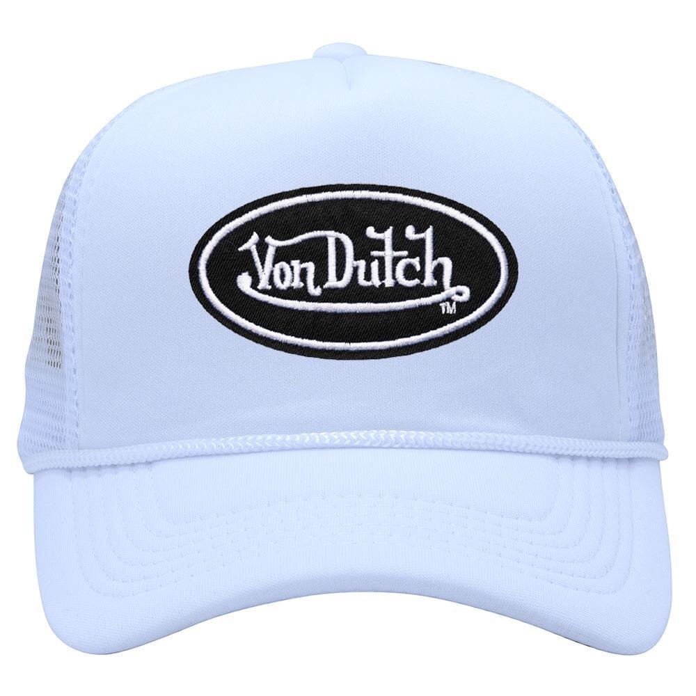 Von Dutch White Trucker Hat with Black Logo